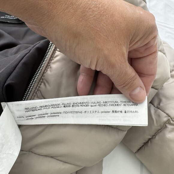 Zara Puffer Jacket women Size Small Removable Hood Beige Light Weight - Picture 13 of 16